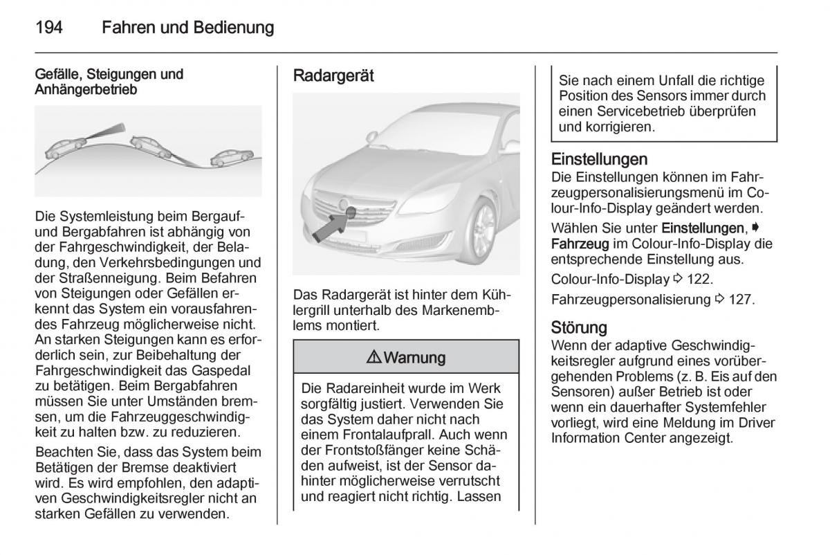 Opel Insignia Handbuch / page 196