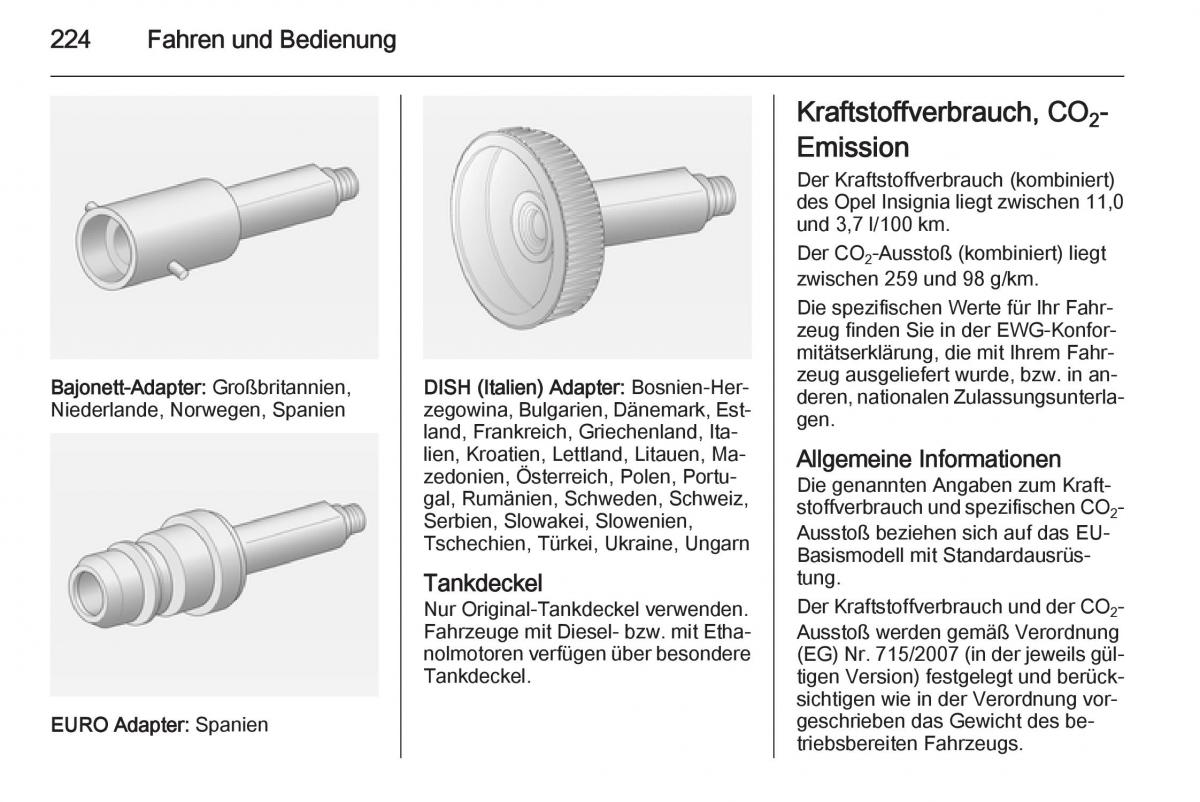 Opel Insignia Handbuch / page 226