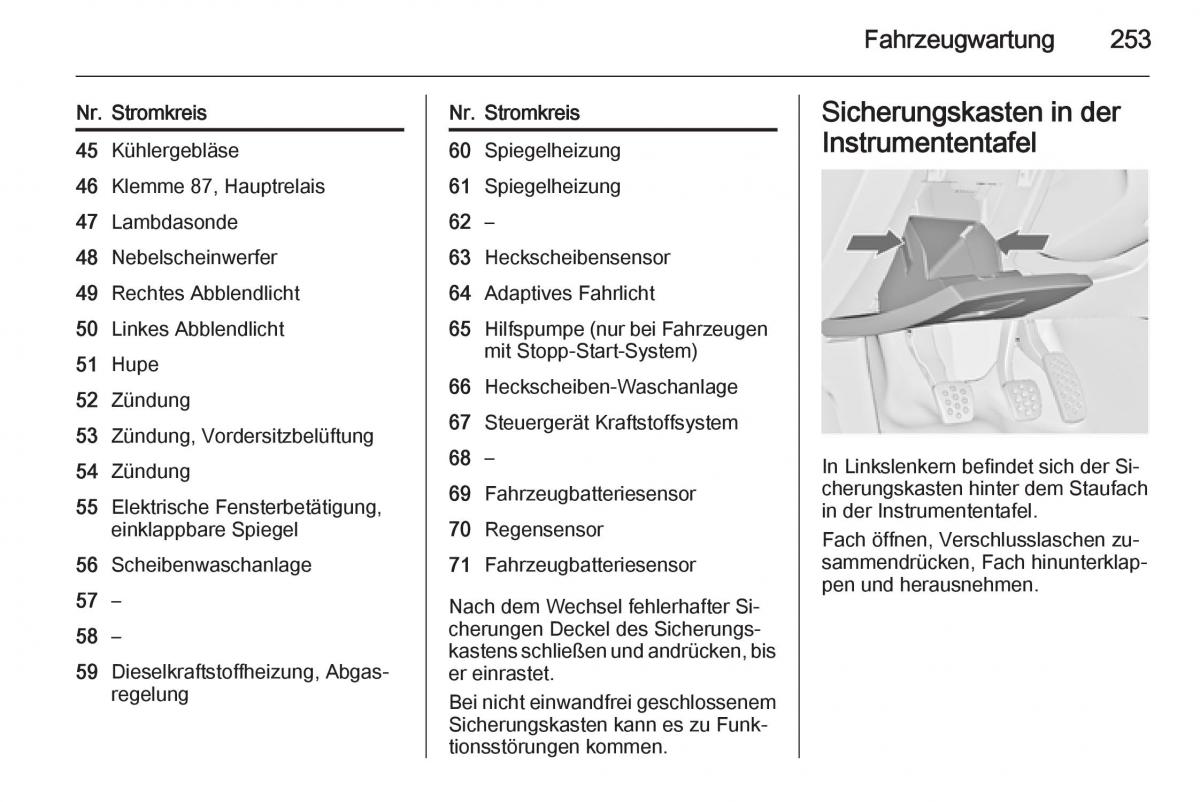 Opel Insignia Handbuch / page 255