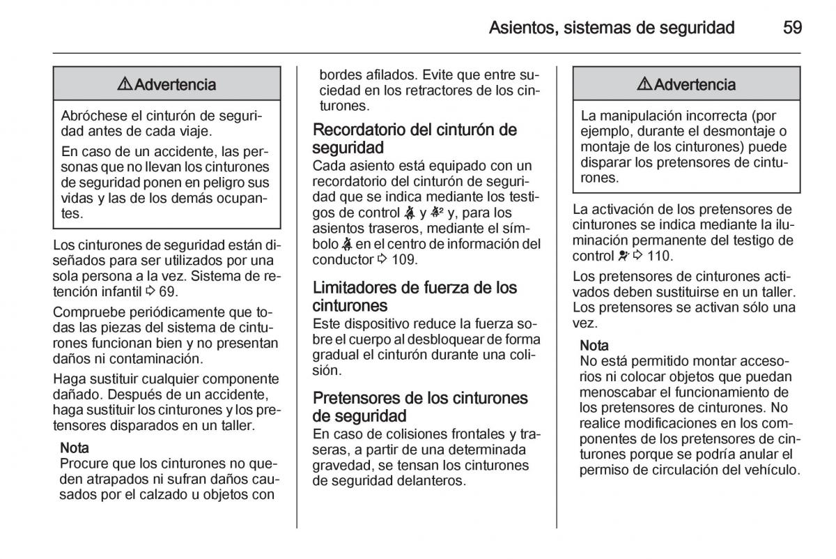 Opel Insignia manual del propietario / page 61