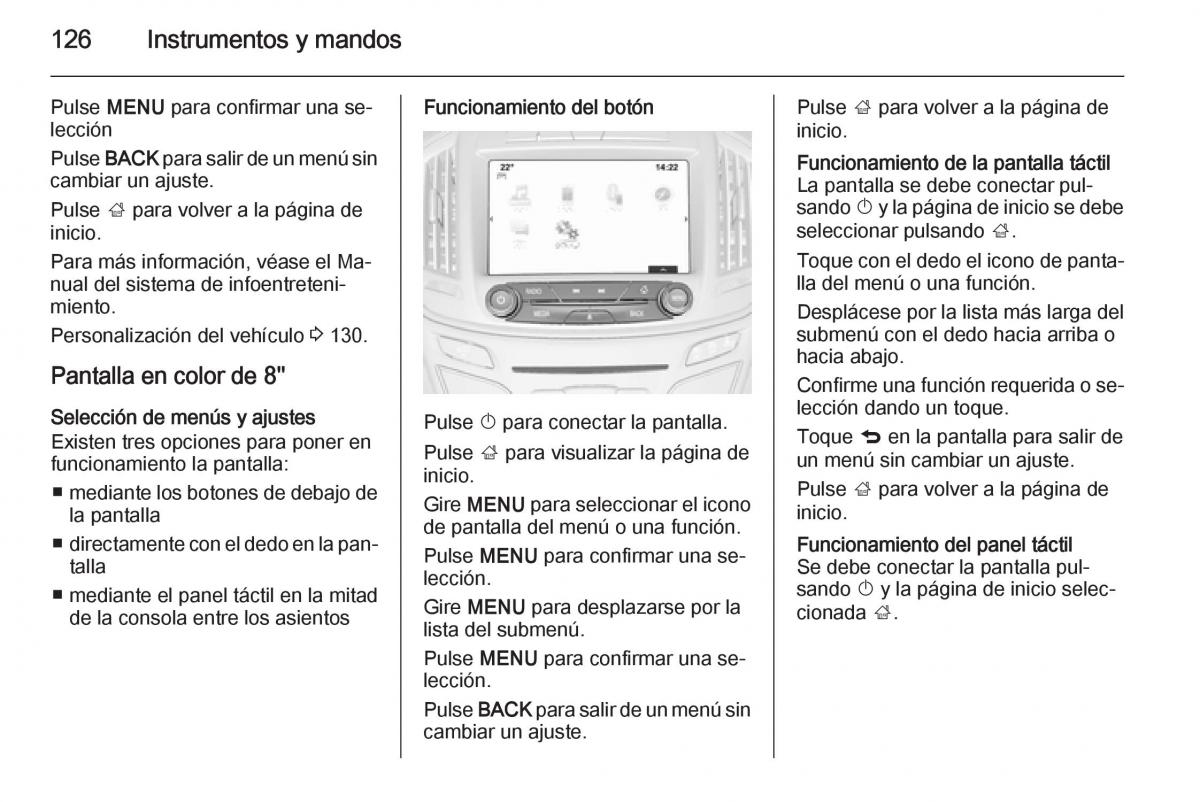 Opel Insignia manual del propietario / page 128