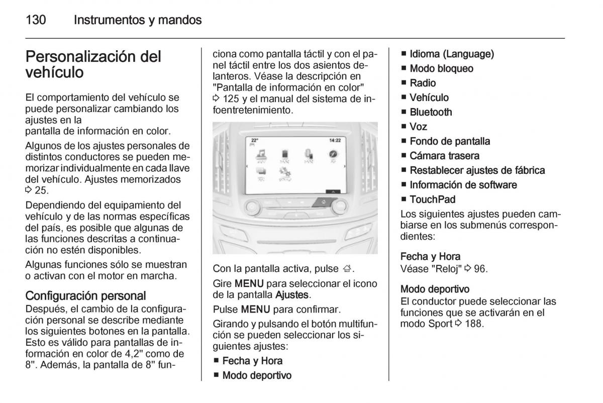 Opel Insignia manual del propietario / page 132