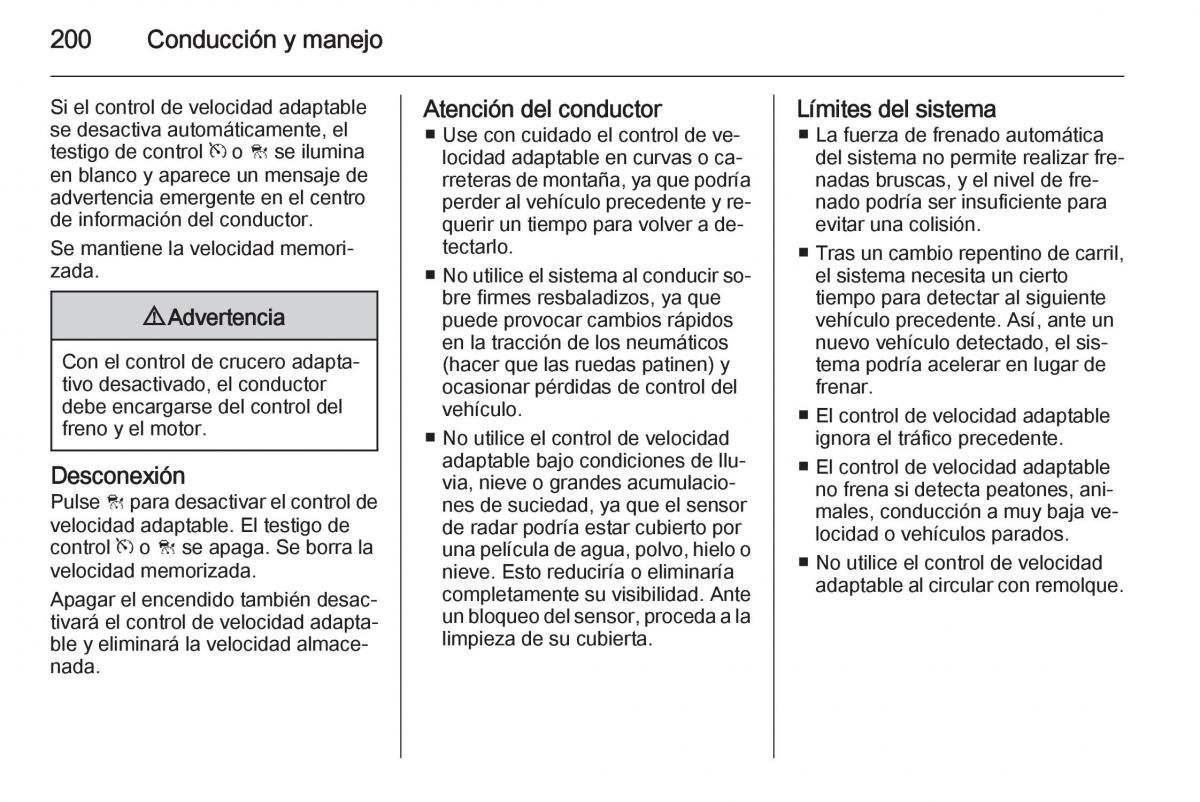 Opel Insignia manual del propietario / page 202