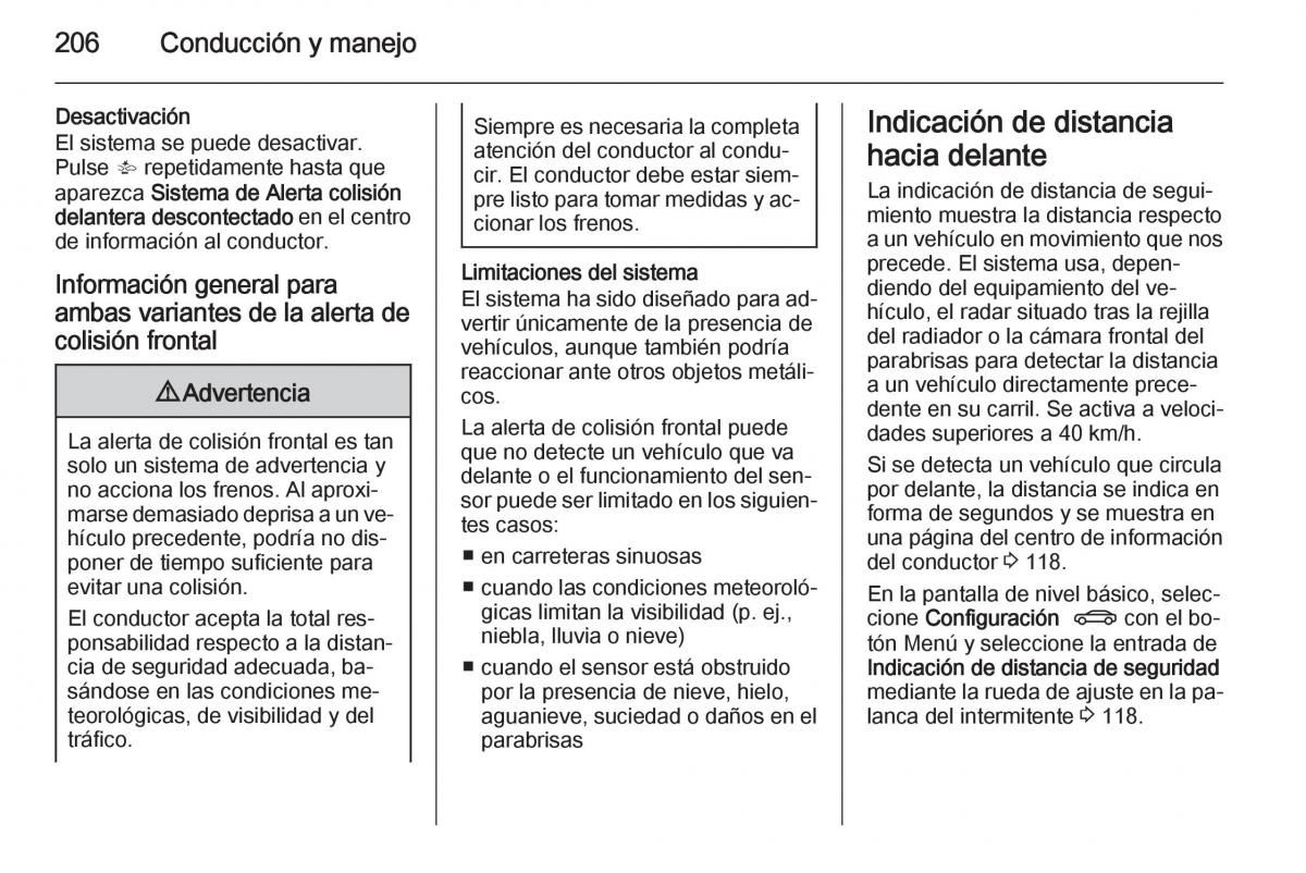 Opel Insignia manual del propietario / page 208