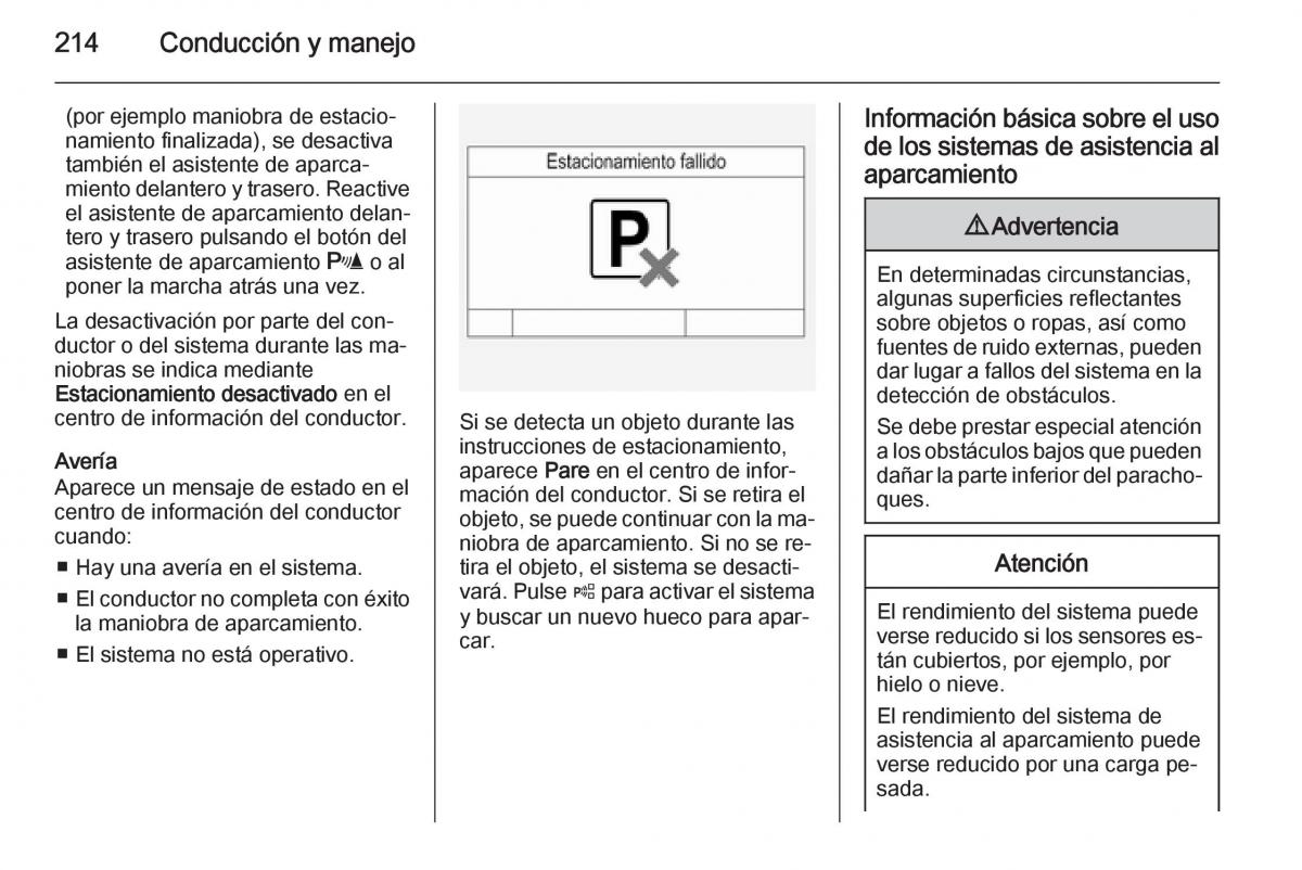 Opel Insignia manual del propietario / page 216