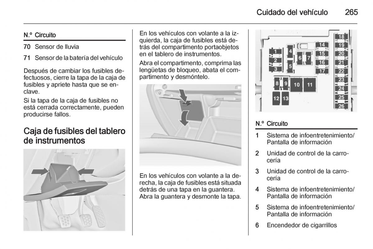 Opel Insignia manual del propietario / page 267