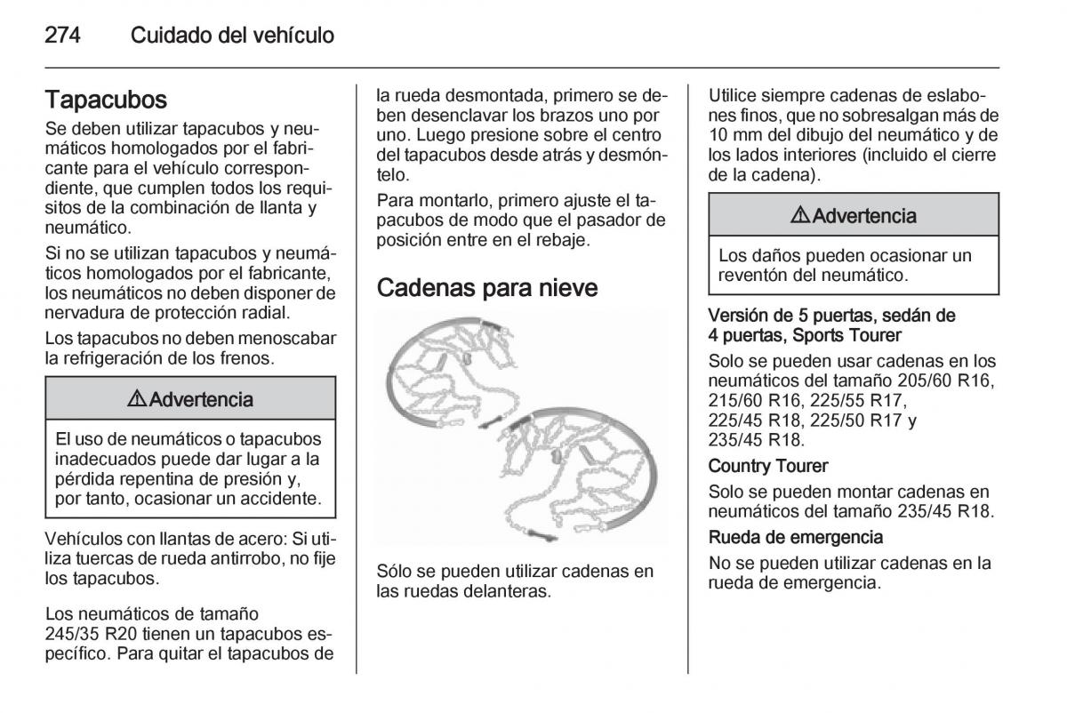 Opel Insignia manual del propietario / page 276