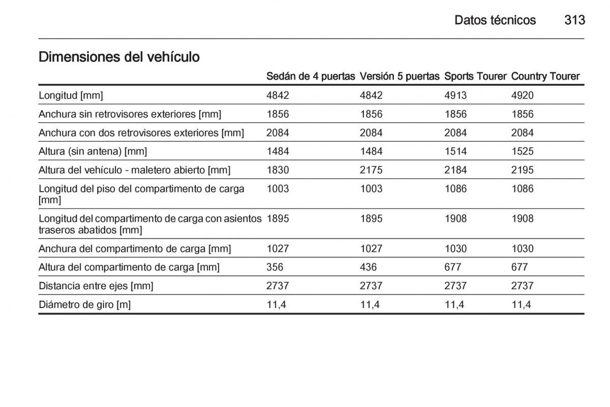 Opel Insignia manual del propietario / page 315