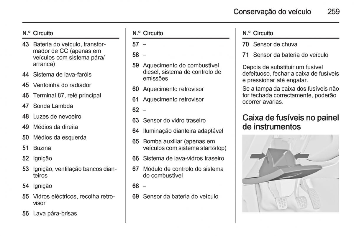 Opel Insignia manual del propietario / page 261