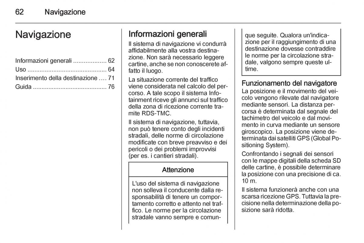 Opel Insignia manuale del proprietario / page 62