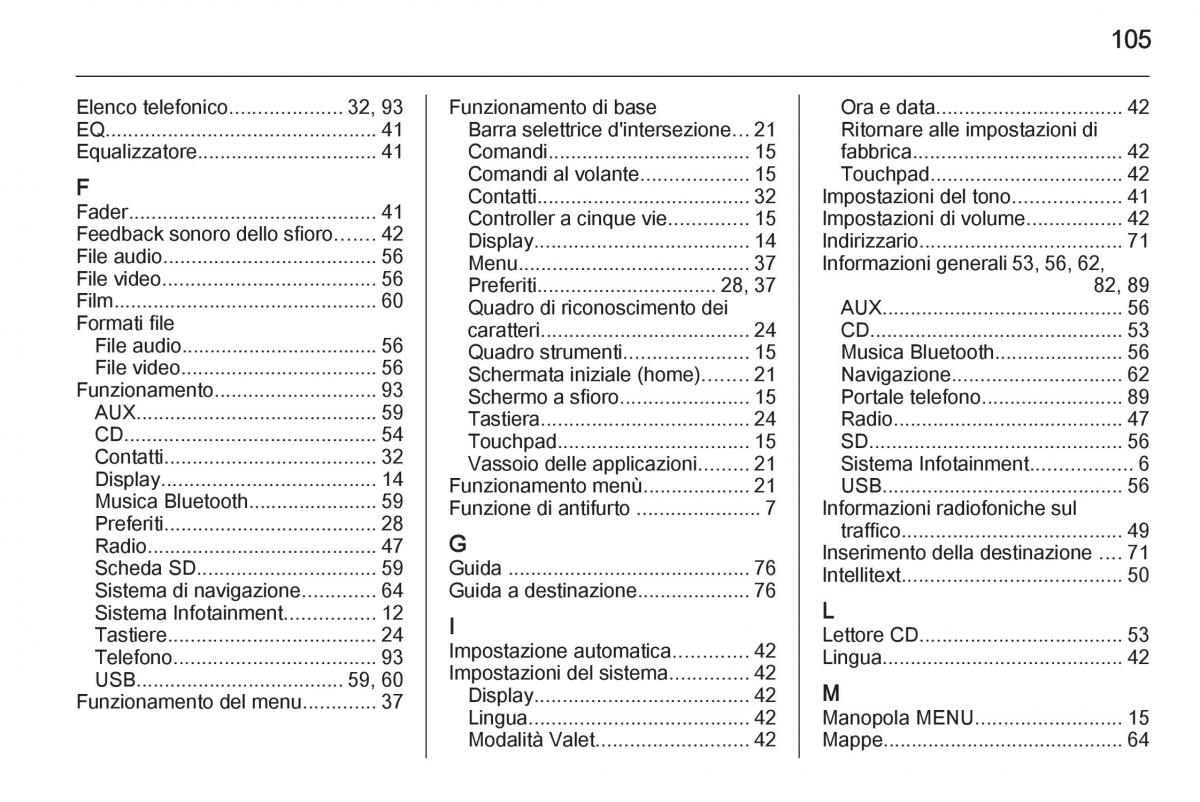 Opel Insignia manuale del proprietario / page 105