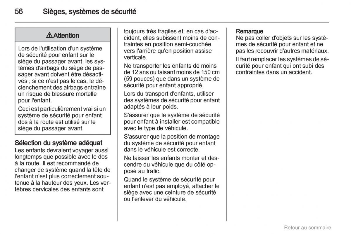 Opel Insignia manuel du proprietaire / page 56