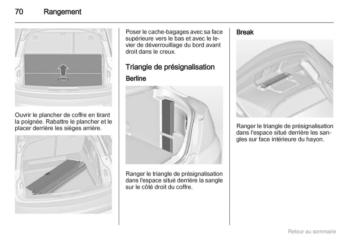 Opel Insignia manuel du proprietaire / page 70