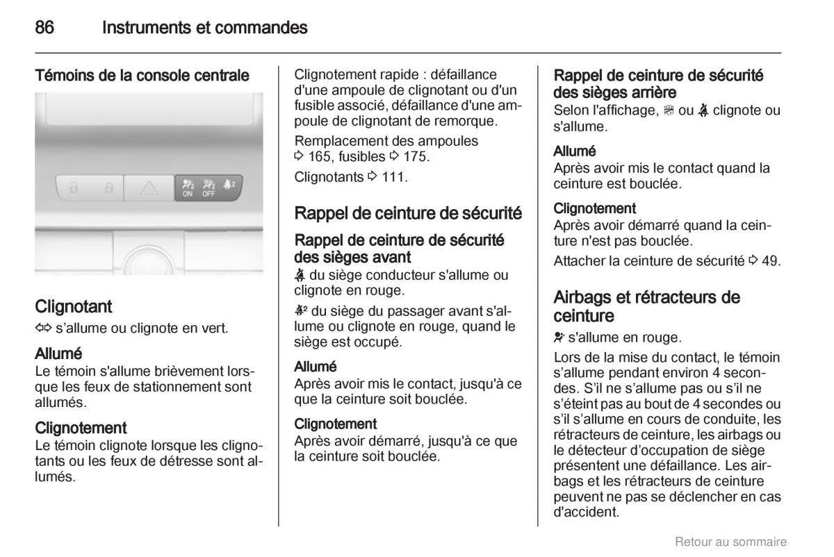 Opel Insignia manuel du proprietaire / page 86