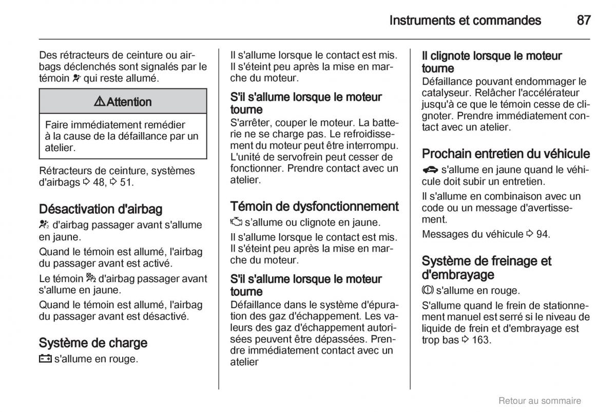 Opel Insignia manuel du proprietaire / page 87