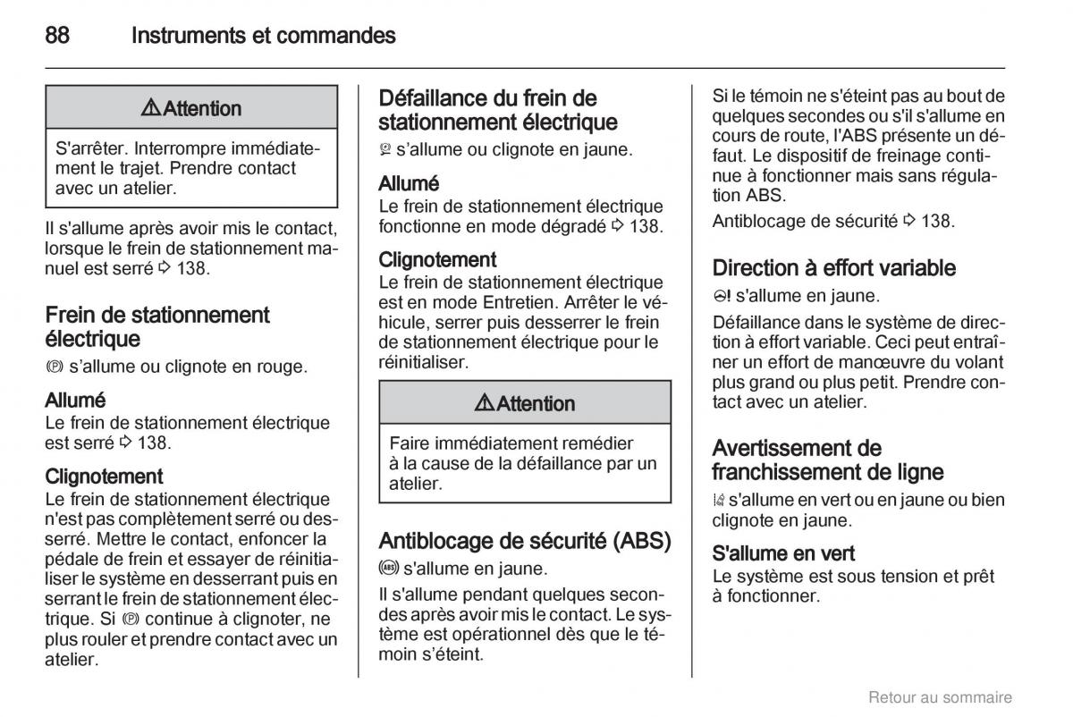 Opel Insignia manuel du proprietaire / page 88