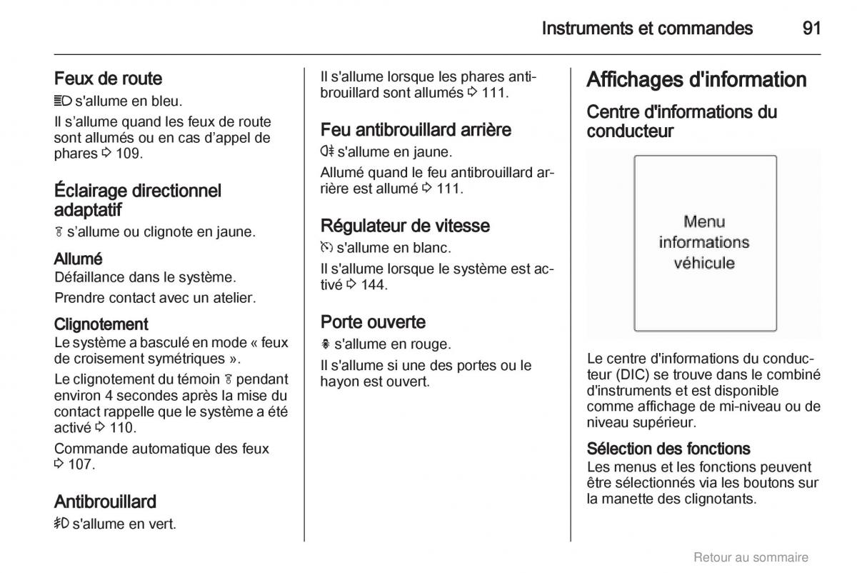 Opel Insignia manuel du proprietaire / page 91