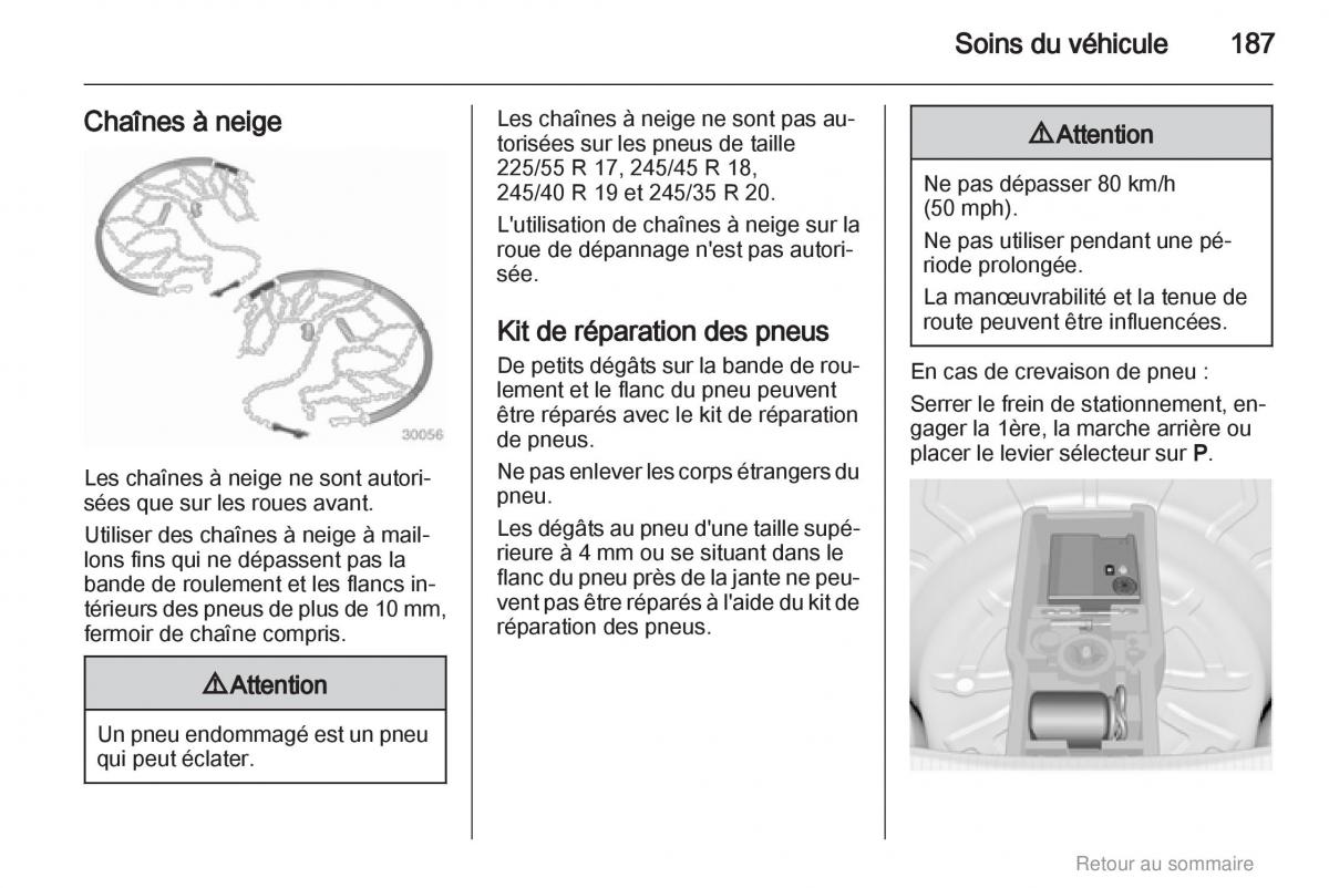 Opel Insignia manuel du proprietaire / page 187