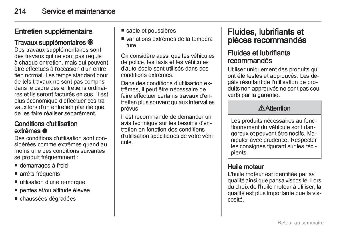 Opel Insignia manuel du proprietaire / page 214