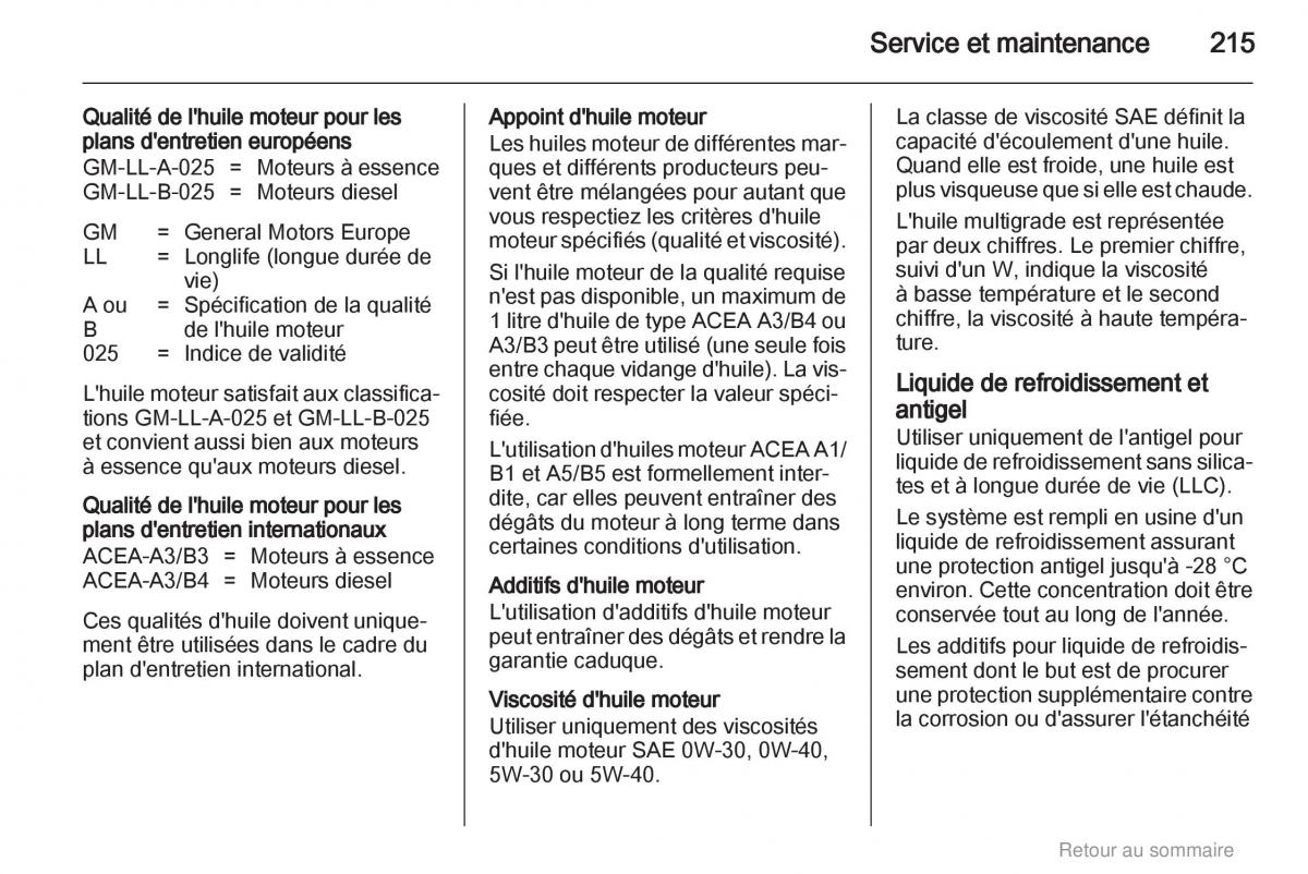 Opel Insignia manuel du proprietaire / page 215