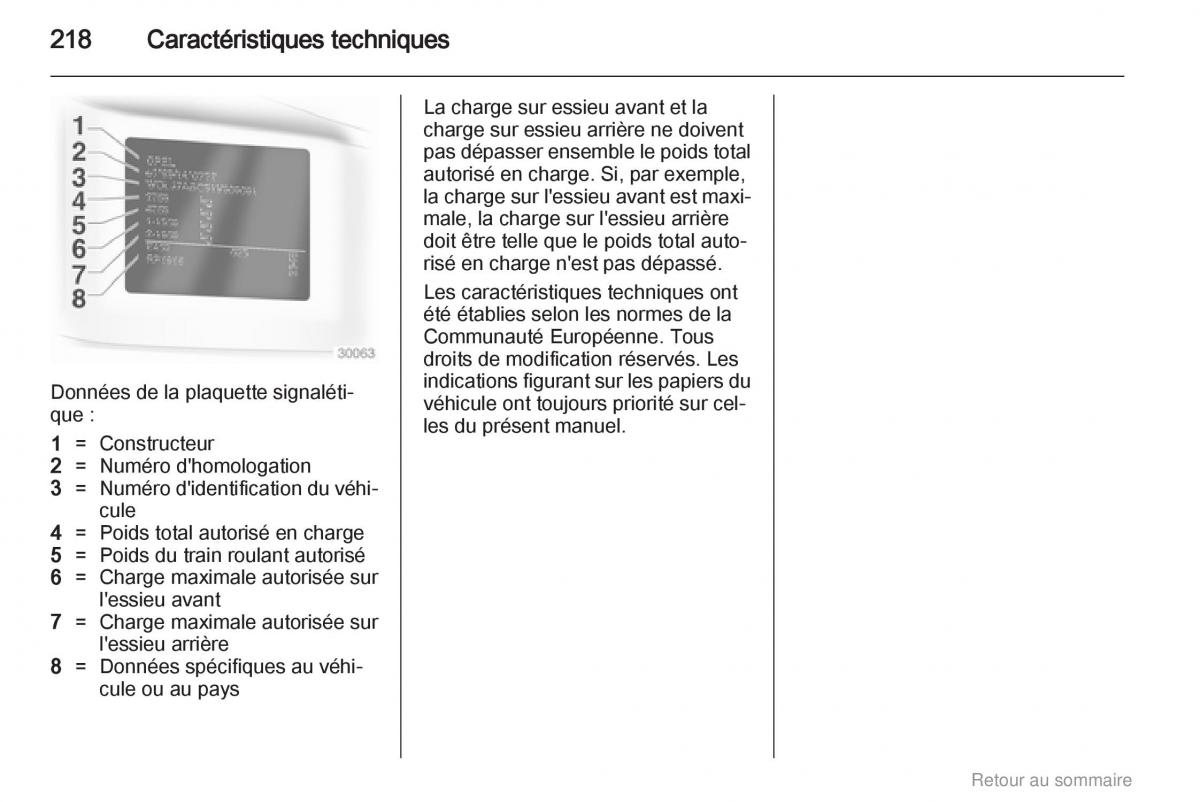 Opel Insignia manuel du proprietaire / page 218