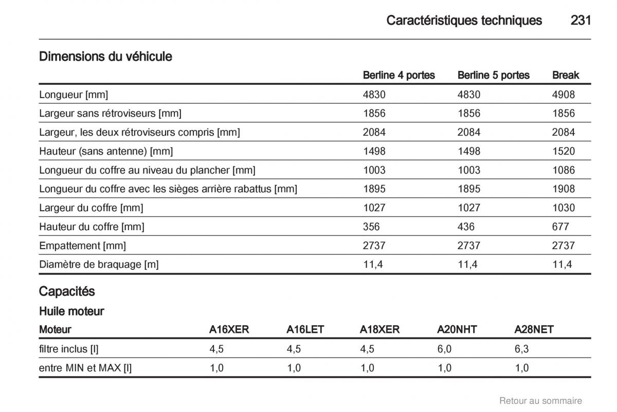 Opel Insignia manuel du proprietaire / page 231