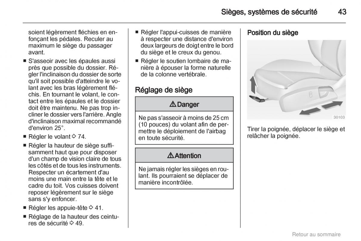 Opel Insignia manuel du proprietaire / page 43