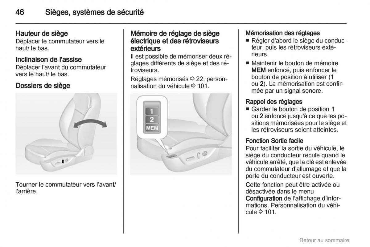 Opel Insignia manuel du proprietaire / page 46