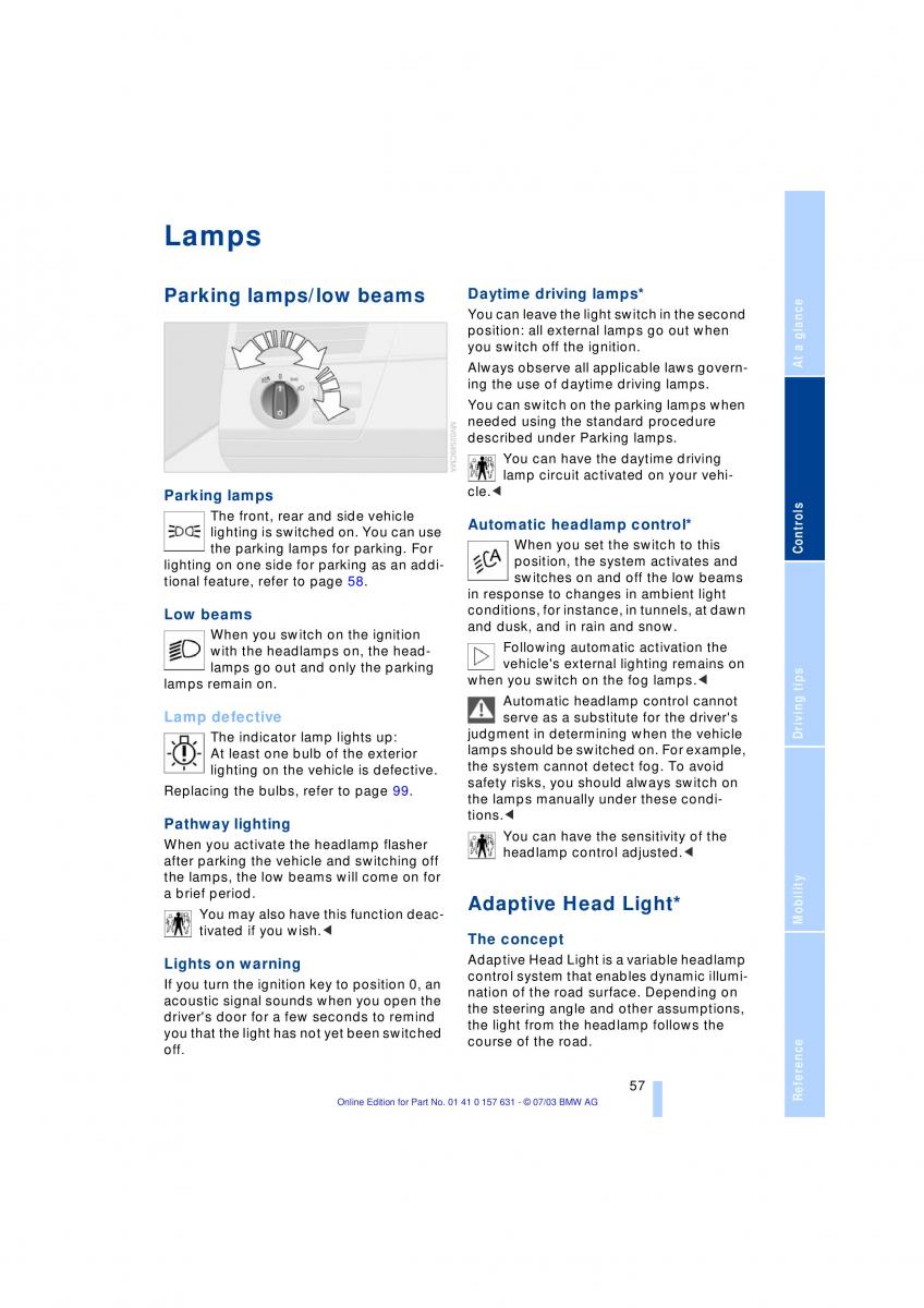 BMW X3 E83 owners manual / page 59