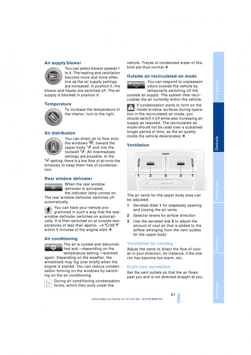 BMW X3 E83 owners manual / page 63