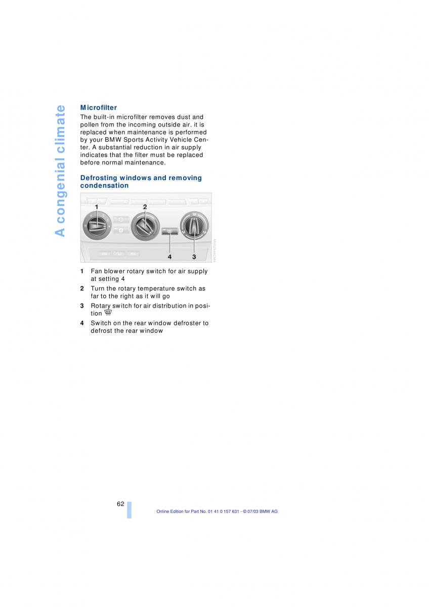 BMW X3 E83 owners manual / page 64