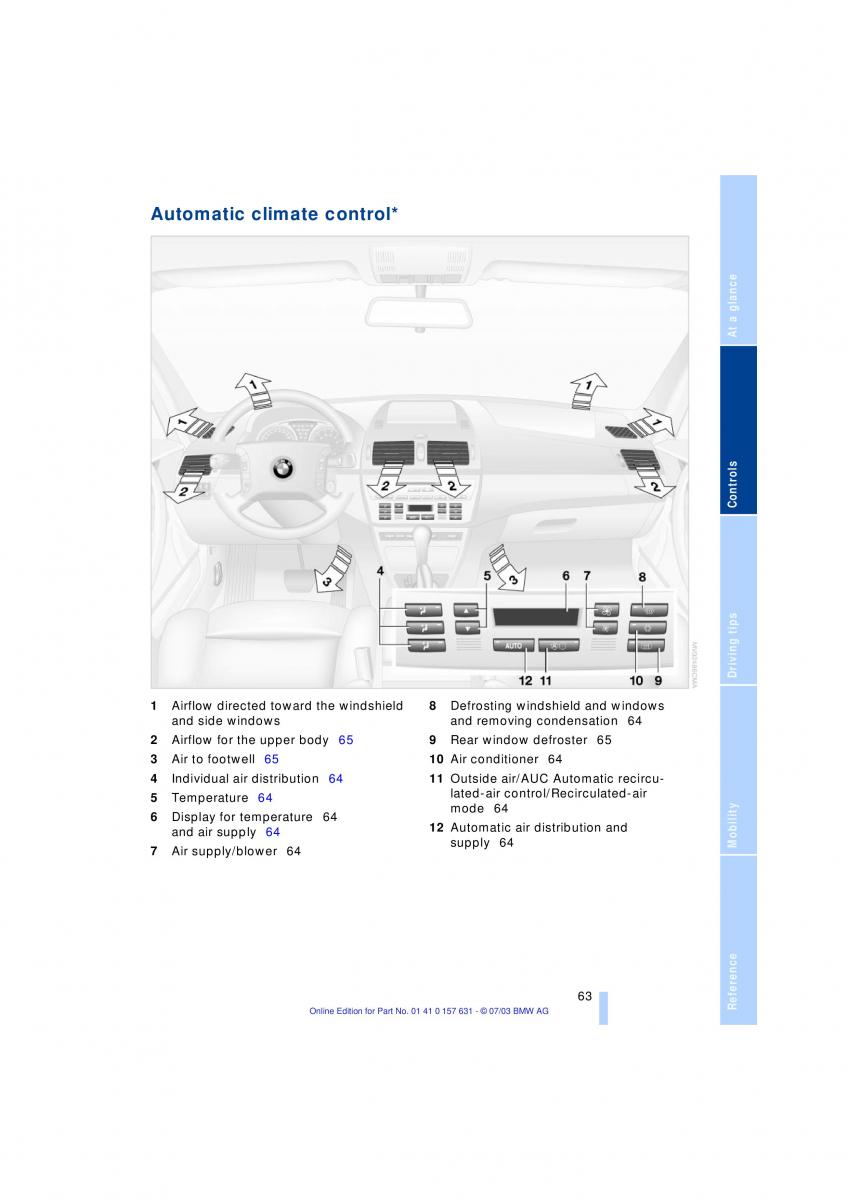 BMW X3 E83 owners manual / page 65