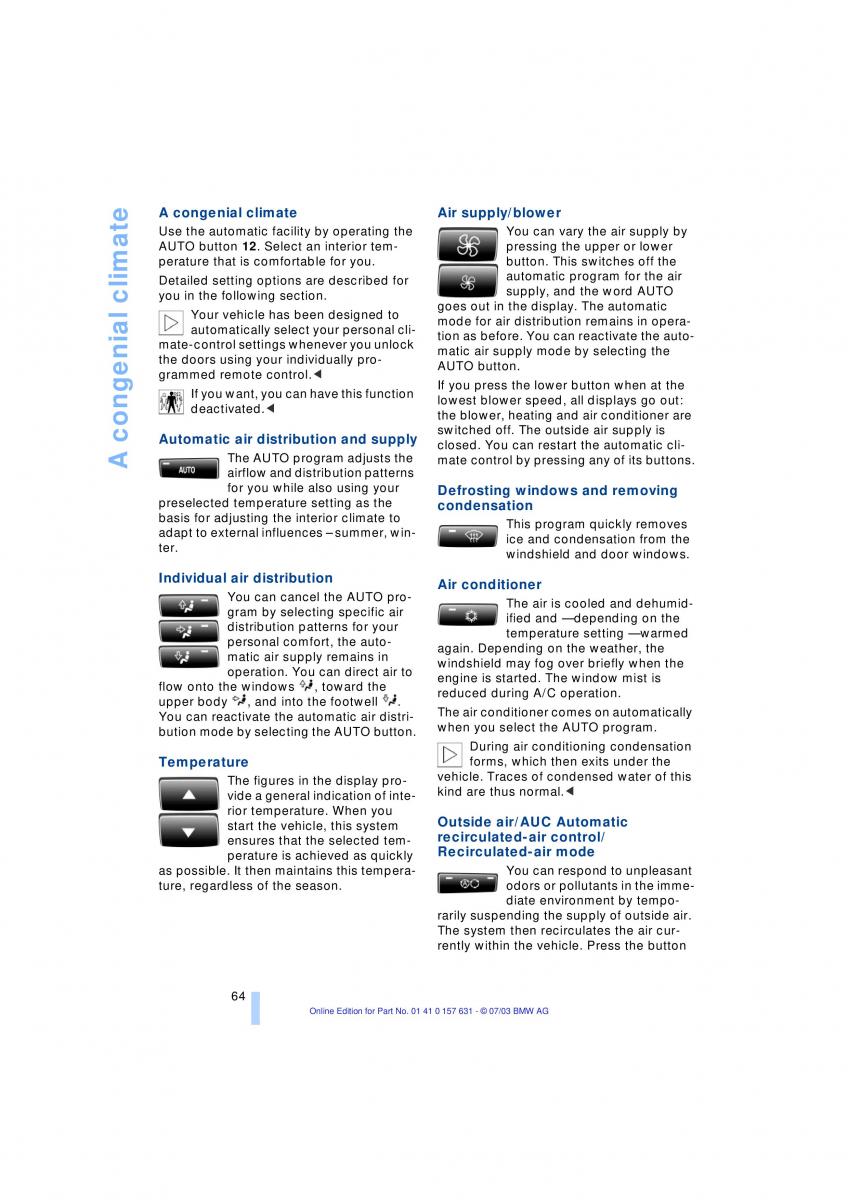 BMW X3 E83 owners manual / page 66