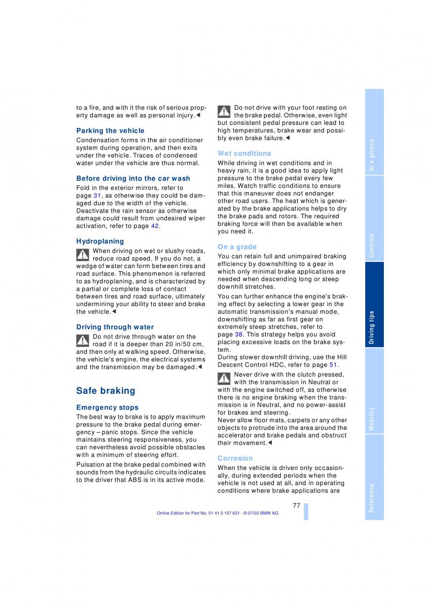 BMW X3 E83 owners manual / page 79