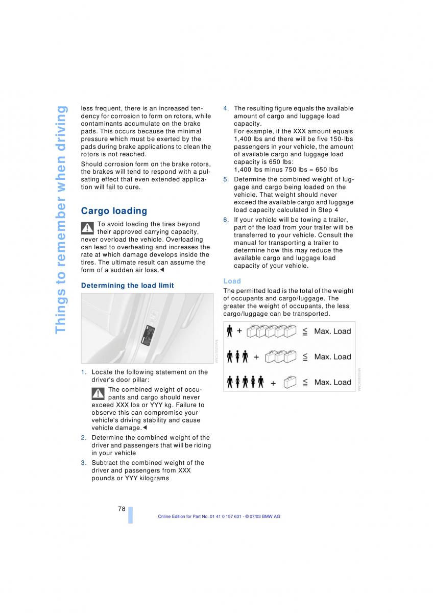 BMW X3 E83 owners manual / page 80