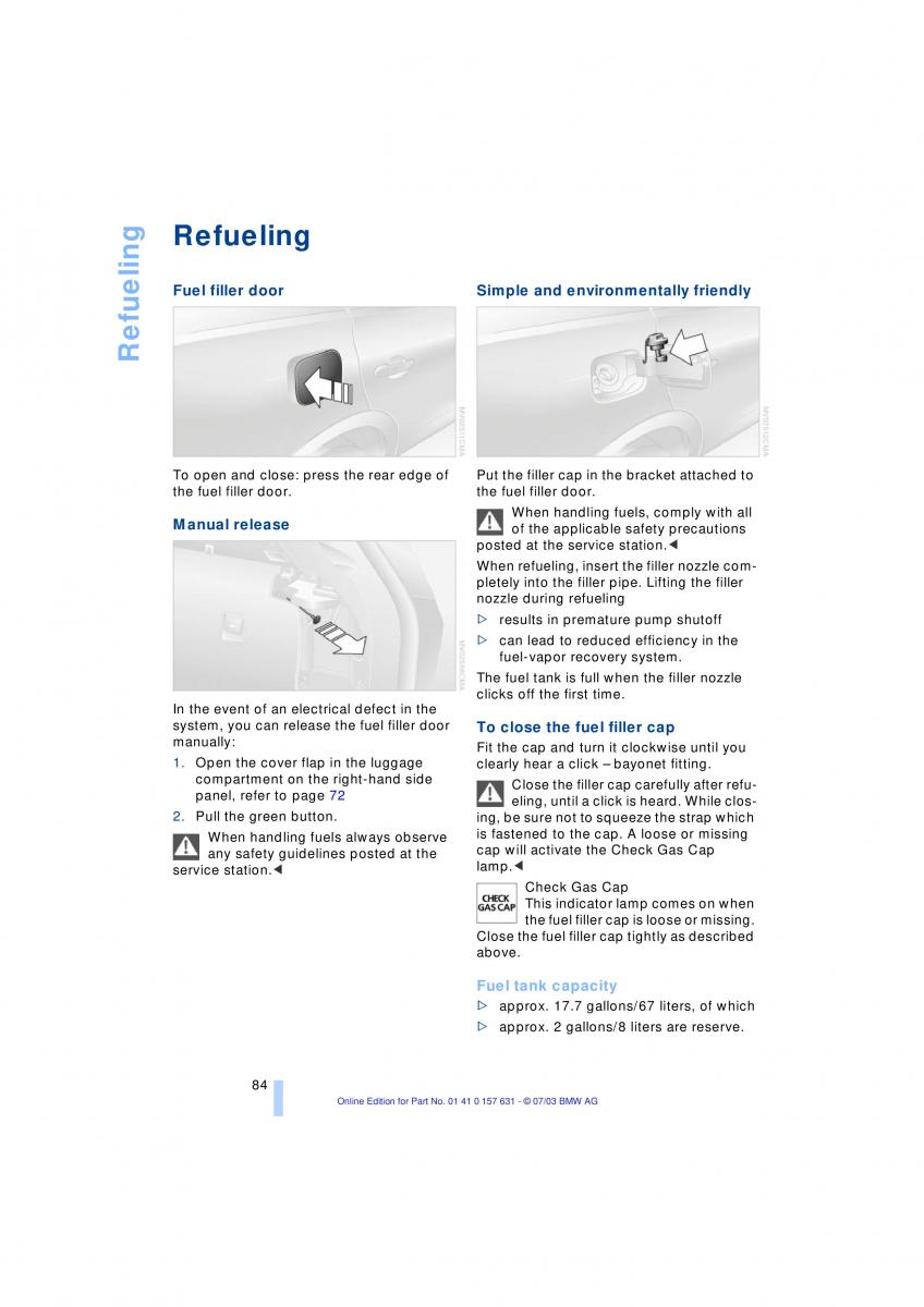 BMW X3 E83 owners manual / page 86