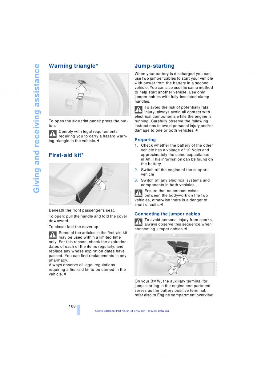 BMW X3 E83 owners manual / page 110