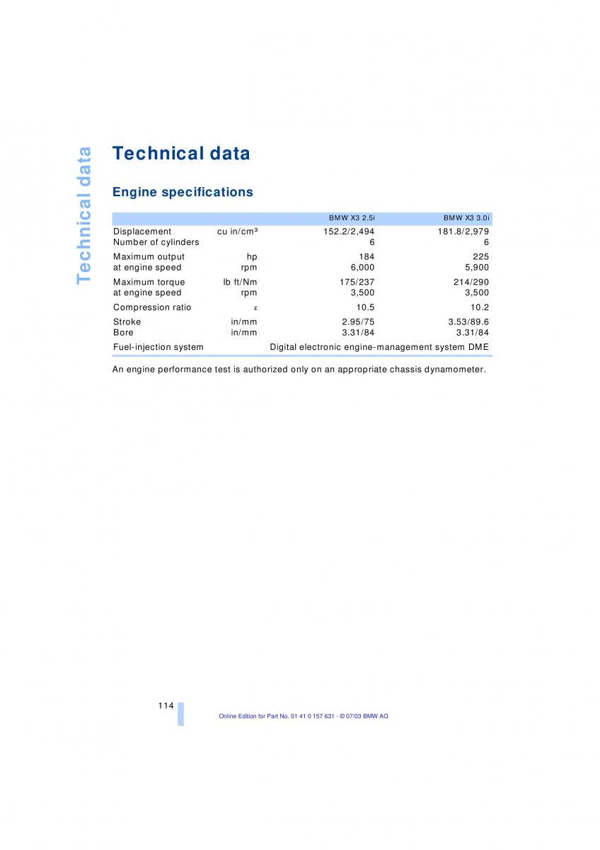 BMW X3 E83 owners manual / page 116