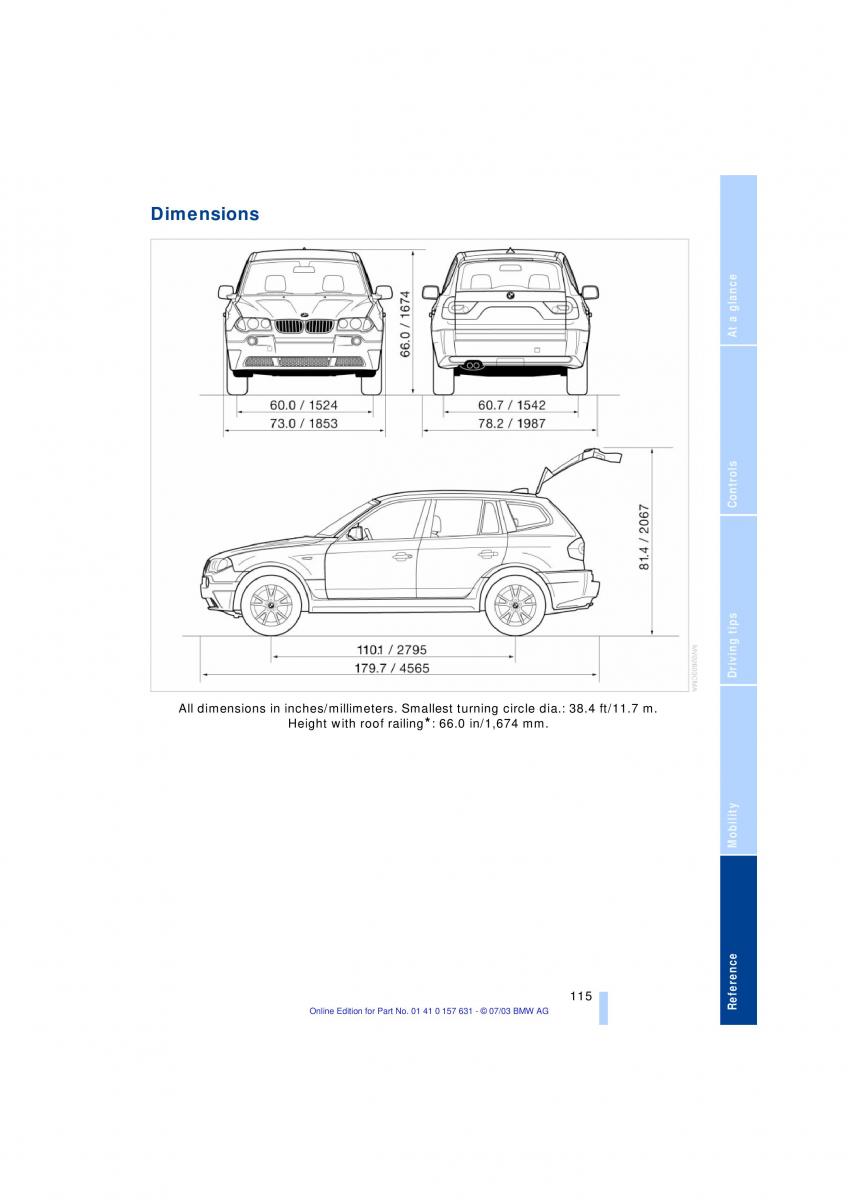 BMW X3 E83 owners manual / page 117