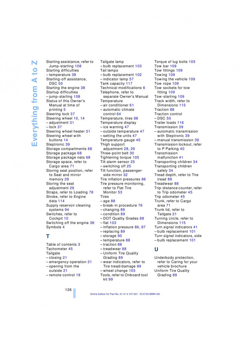 BMW X3 E83 owners manual / page 128