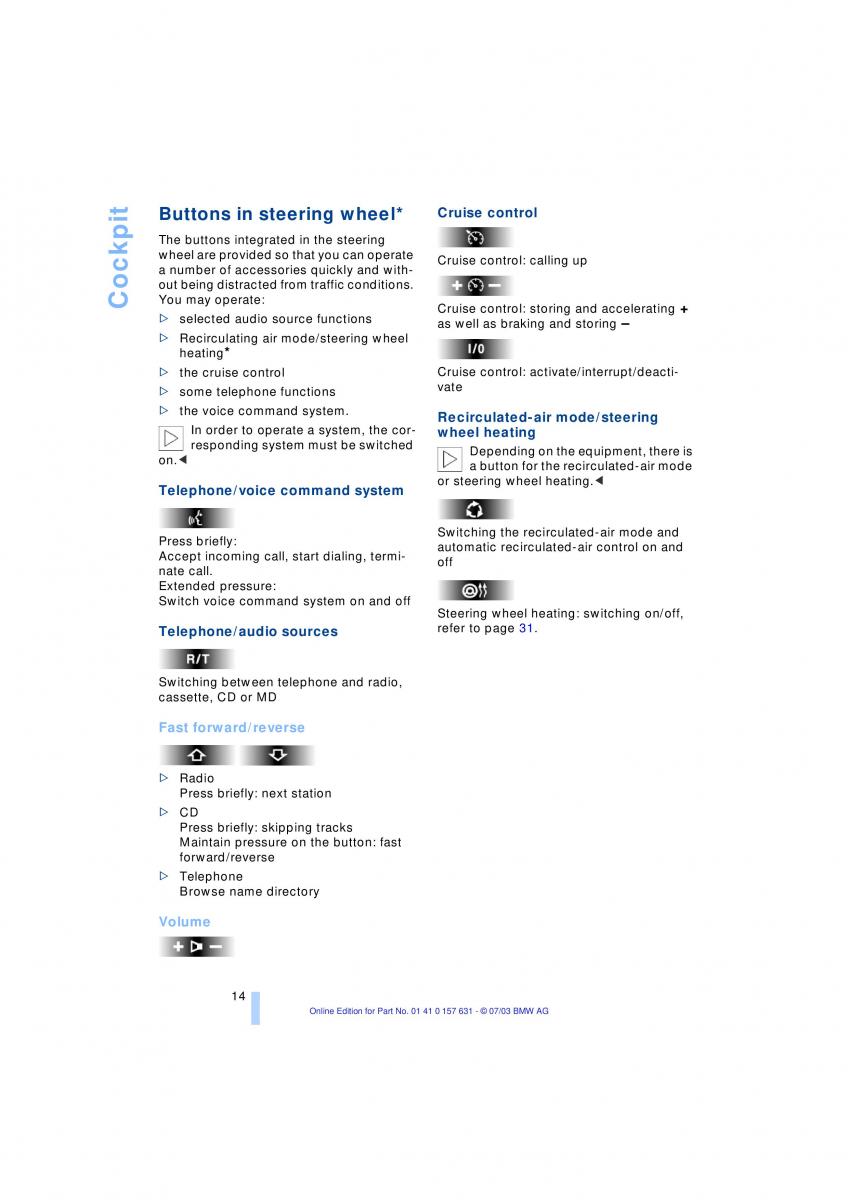 BMW X3 E83 owners manual / page 16