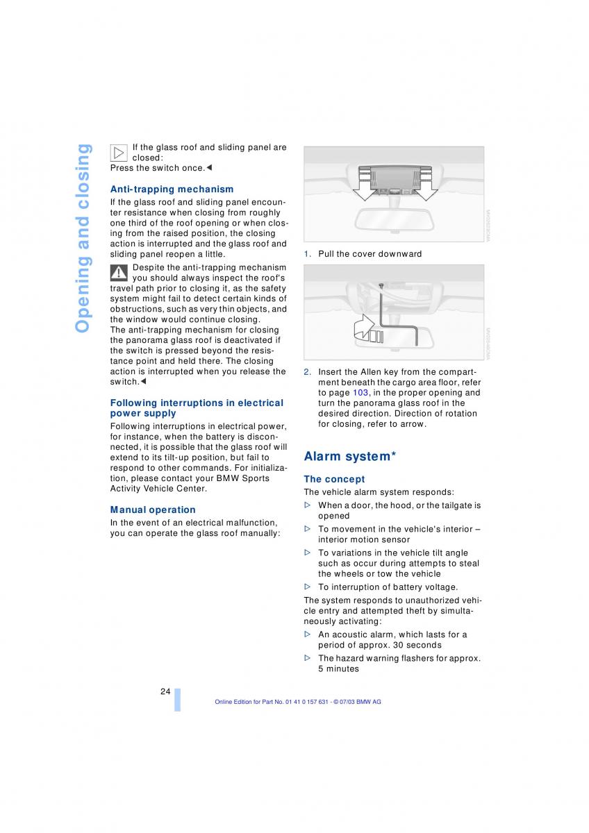 BMW X3 E83 owners manual / page 26