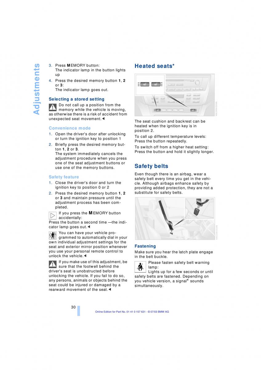 BMW X3 E83 owners manual / page 32