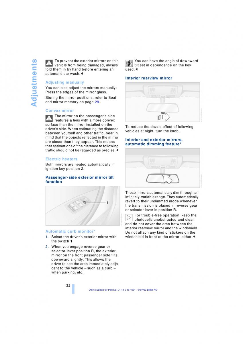 BMW X3 E83 owners manual / page 34