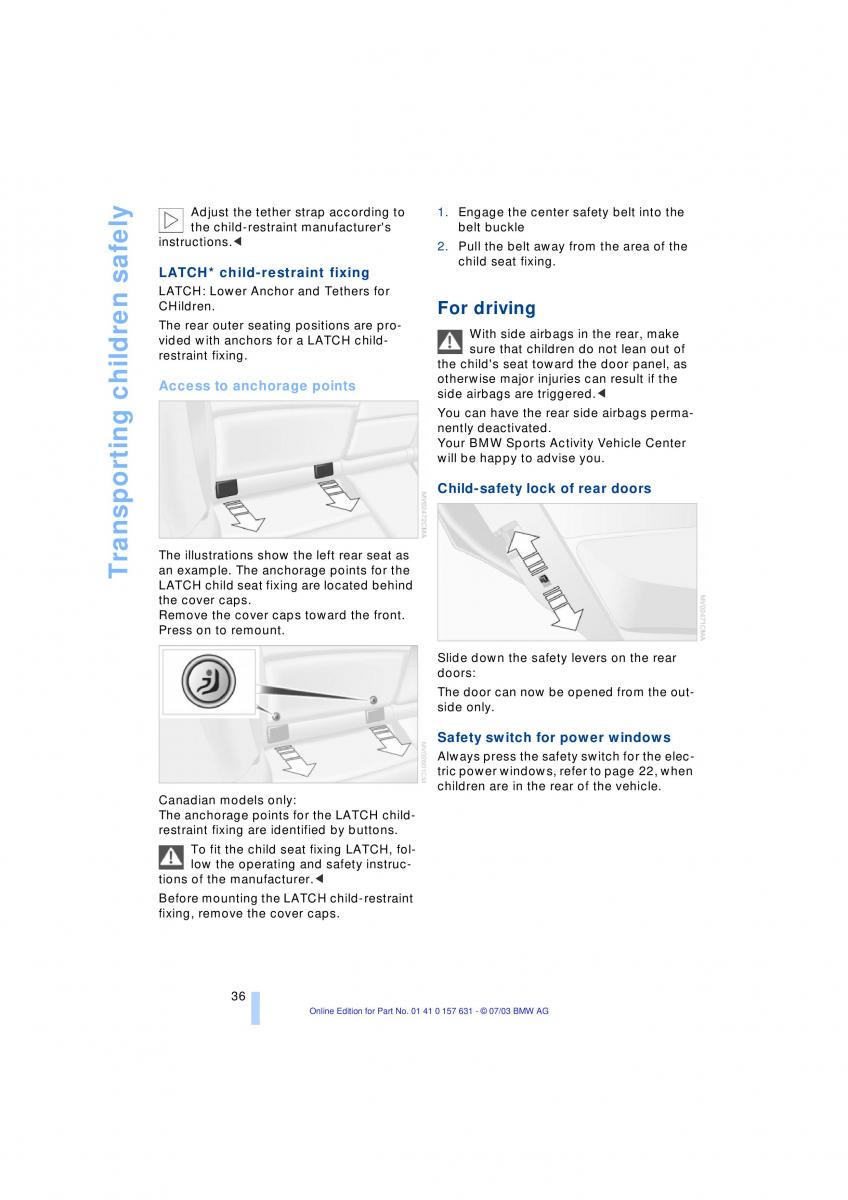 BMW X3 E83 owners manual / page 38