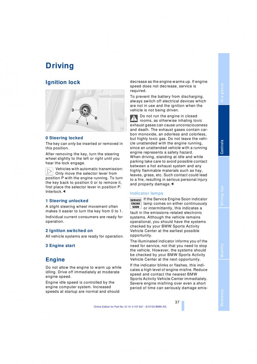 BMW X3 E83 owners manual / page 39