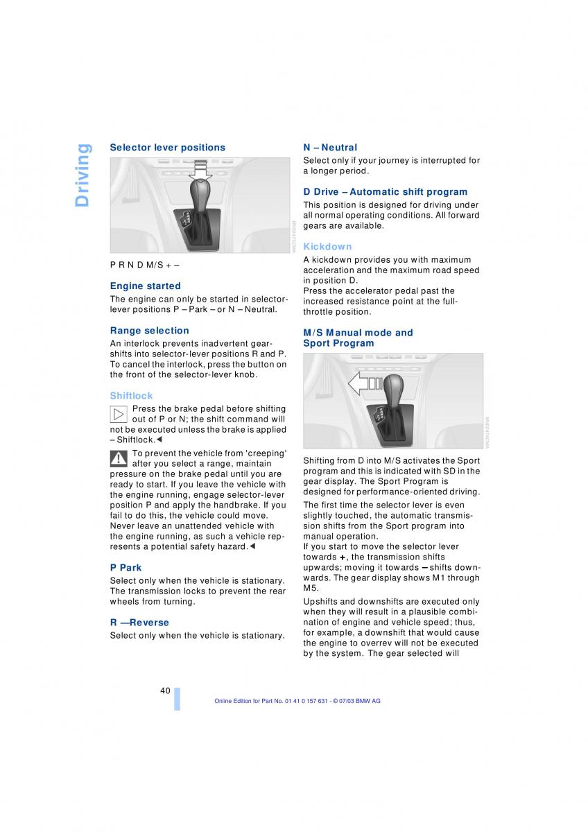 BMW X3 E83 owners manual / page 42