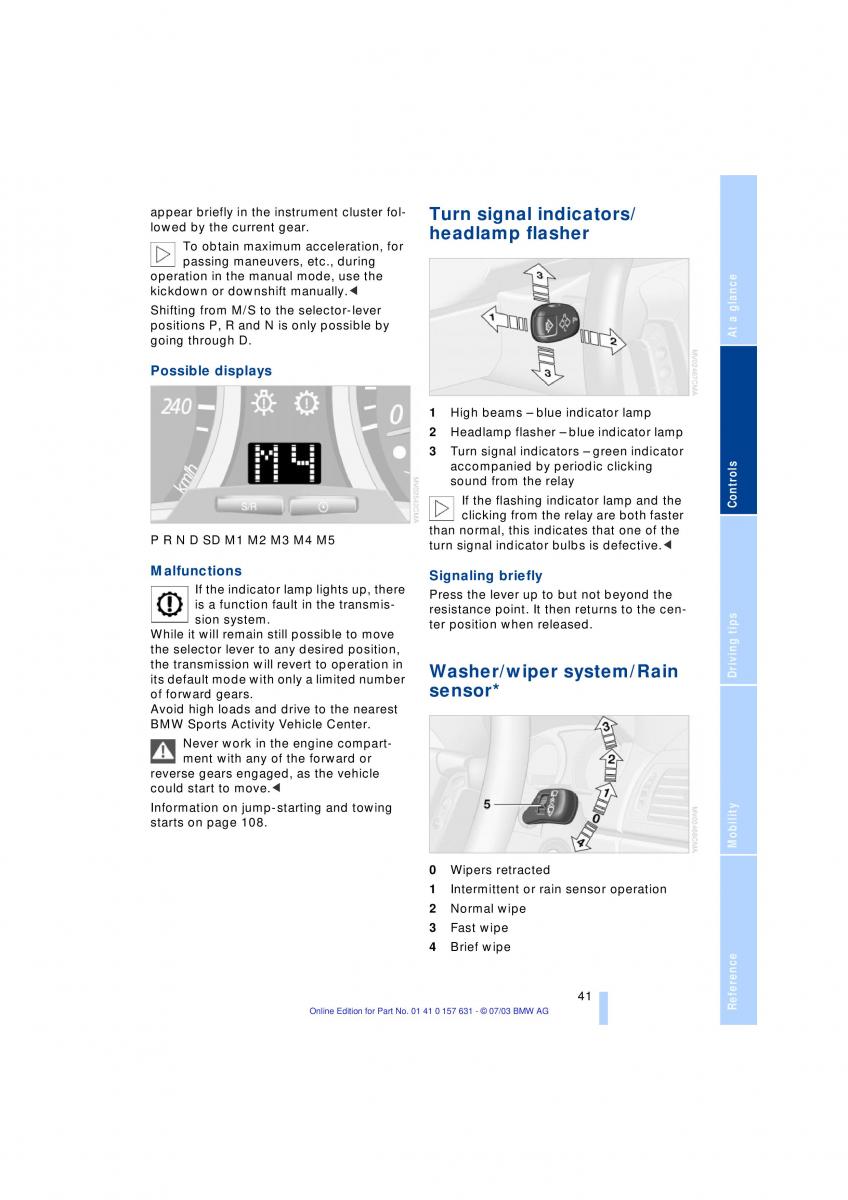 BMW X3 E83 owners manual / page 43