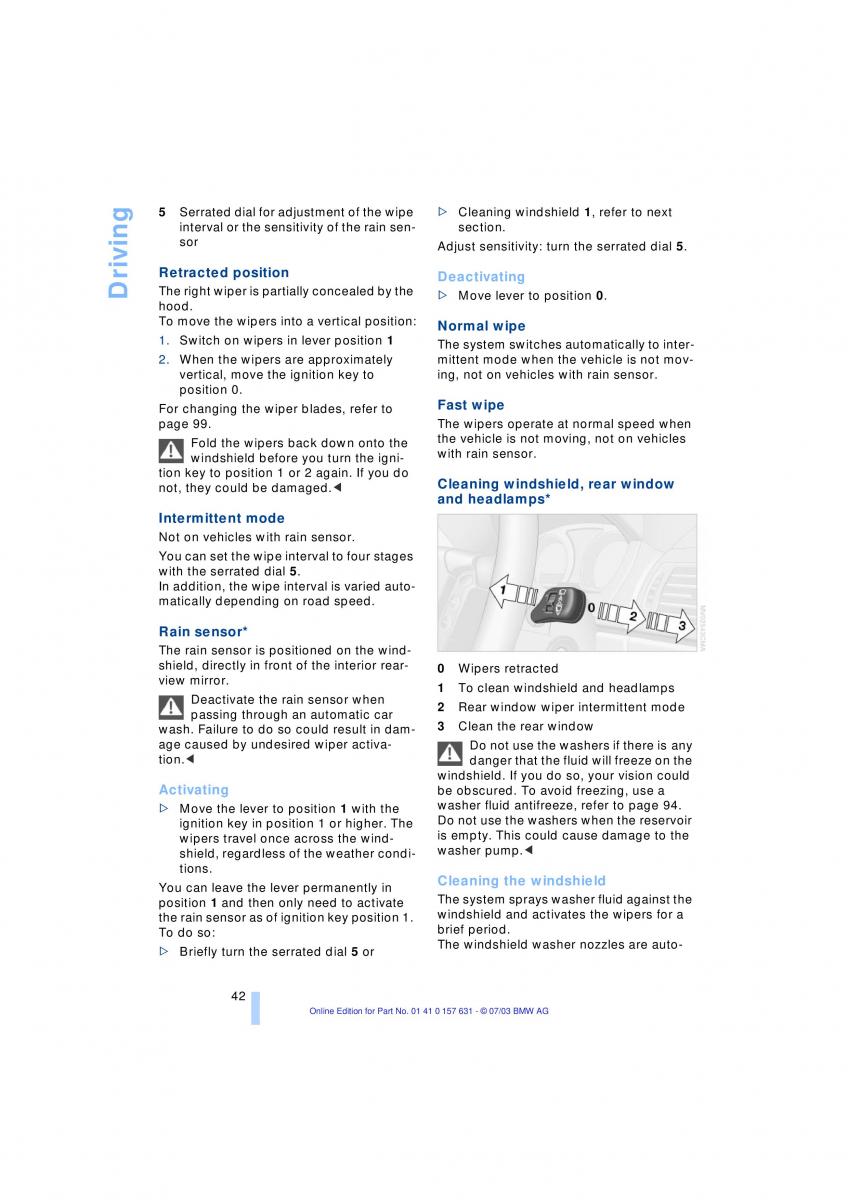 BMW X3 E83 owners manual / page 44