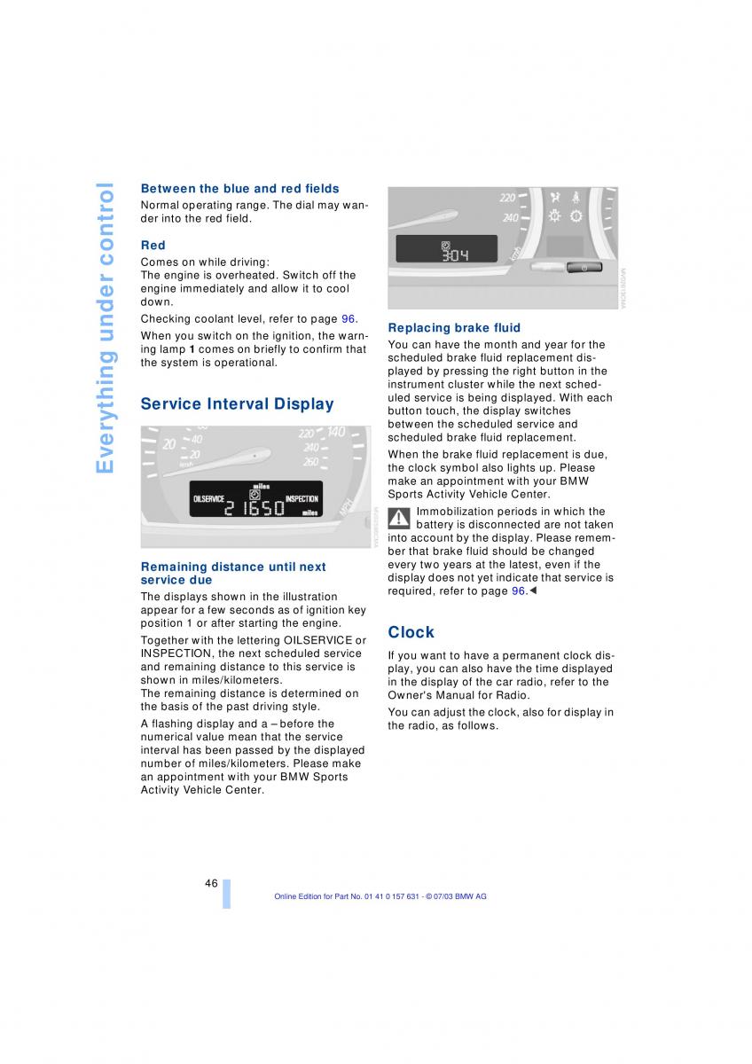 BMW X3 E83 owners manual / page 48